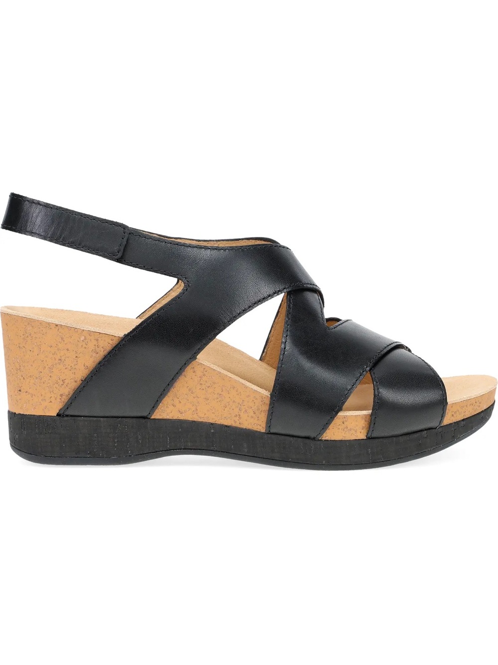DANSKO women's shyla sandals in black burnished wedge size 37 nappa leather